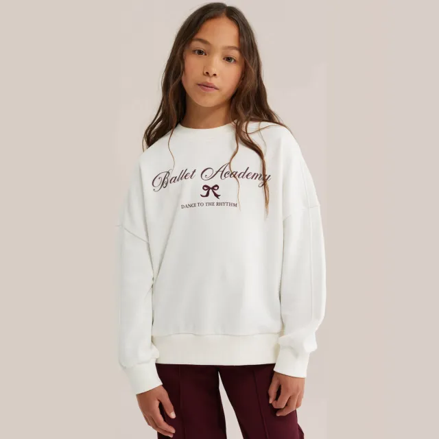 WE Fashion sweater met tekst - ecru