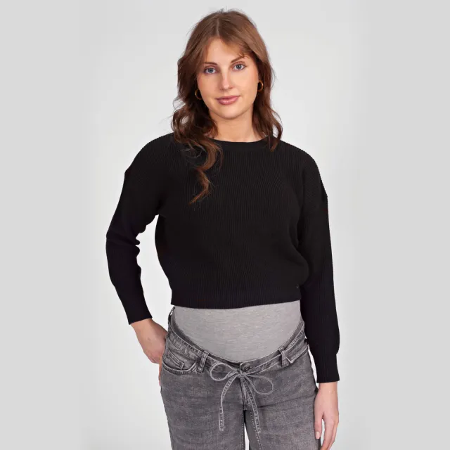 LOVE2WAIT viscose gebreide zwangerschapstrui - zwart