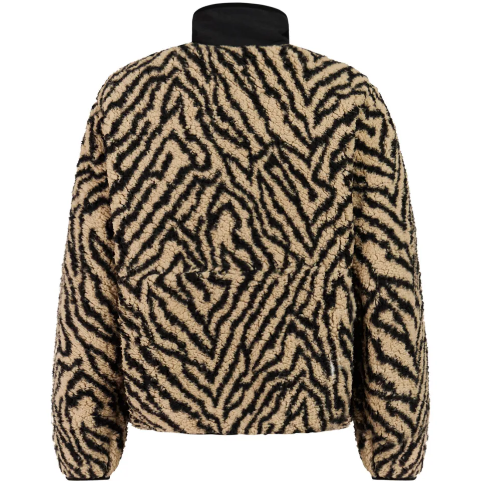 Protest PRTJosey rechtvallende teddy fleecetrui met dierenprint - beige/zwart, foto 3