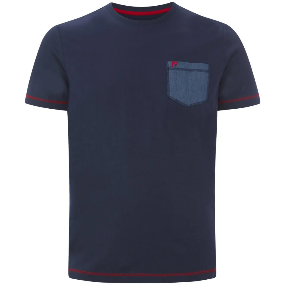 Jan Vanderstorm Balden T-shirt donkerblauw/wit 2-pack, foto 2