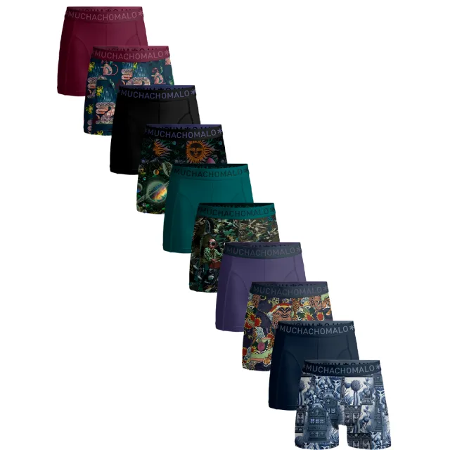 Muchachomalo Heren 10-pack Boxershorts Print/Effen Veelkleurig