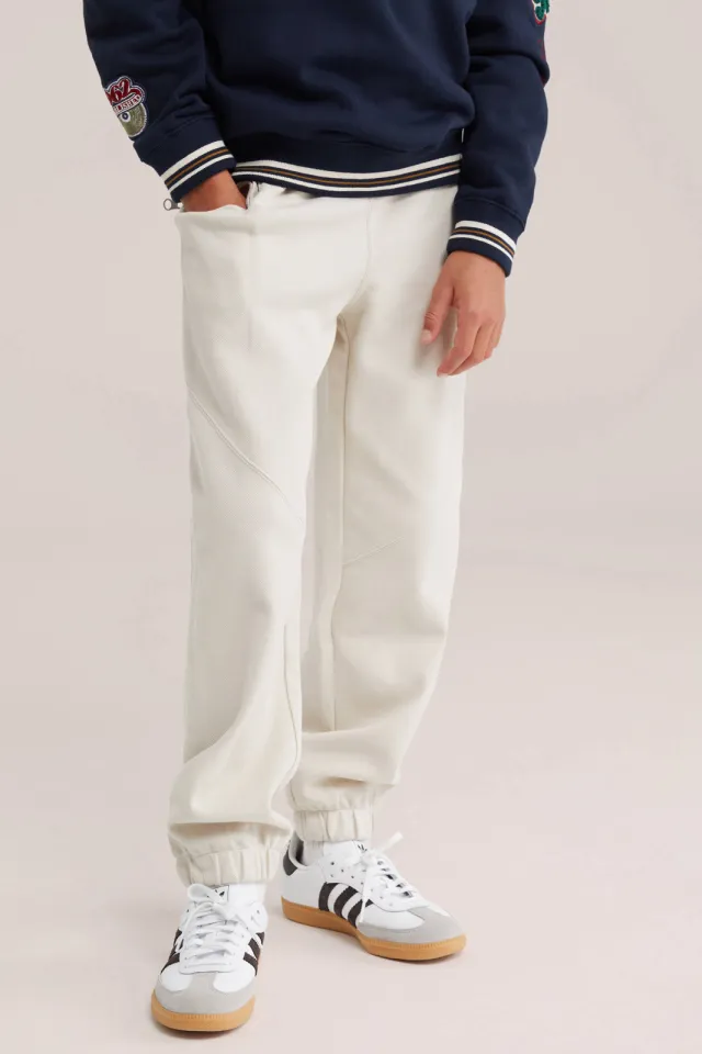 WE Fashion sweat regular fit joggingbroek beige, foto 3