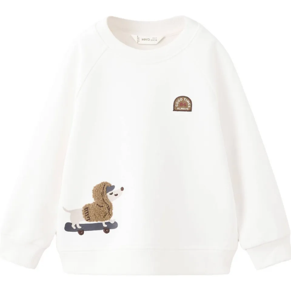 Mango Kids rechtvallende sweater met borduursels - naturel wit, foto 2