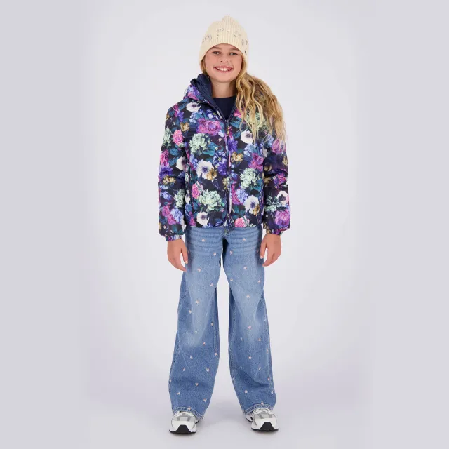 Vingino gewatteerde winterjas paars bloemenprint Paars/multicolor