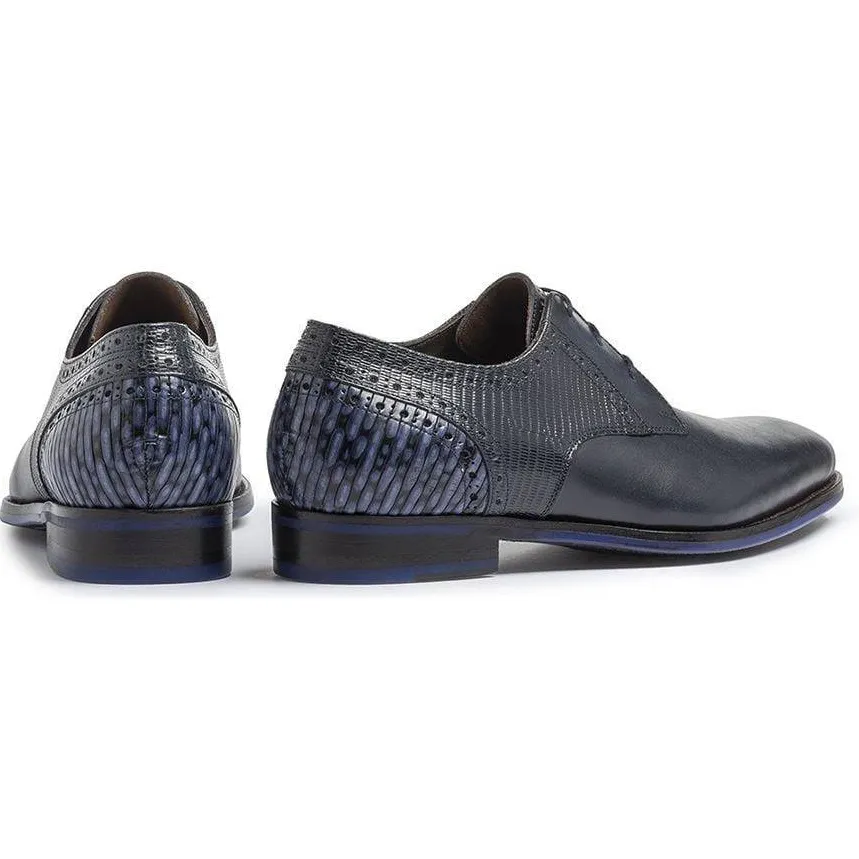 Floris Van Bommel De Stapper 39.26 leren veterschoenen donkerblauw, foto 2