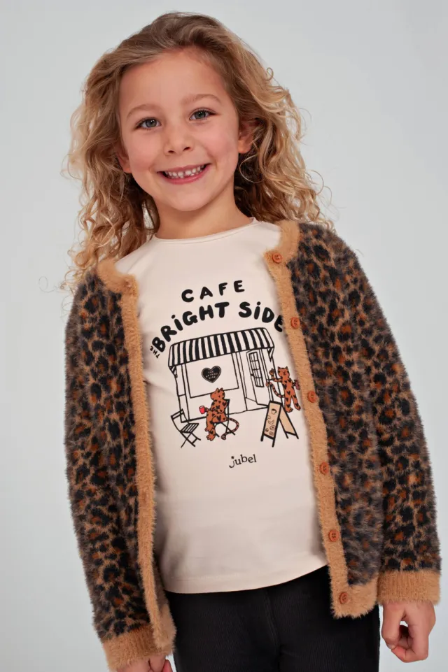 Jubel gebreid vest City Chic met panterprint bruin/zwart