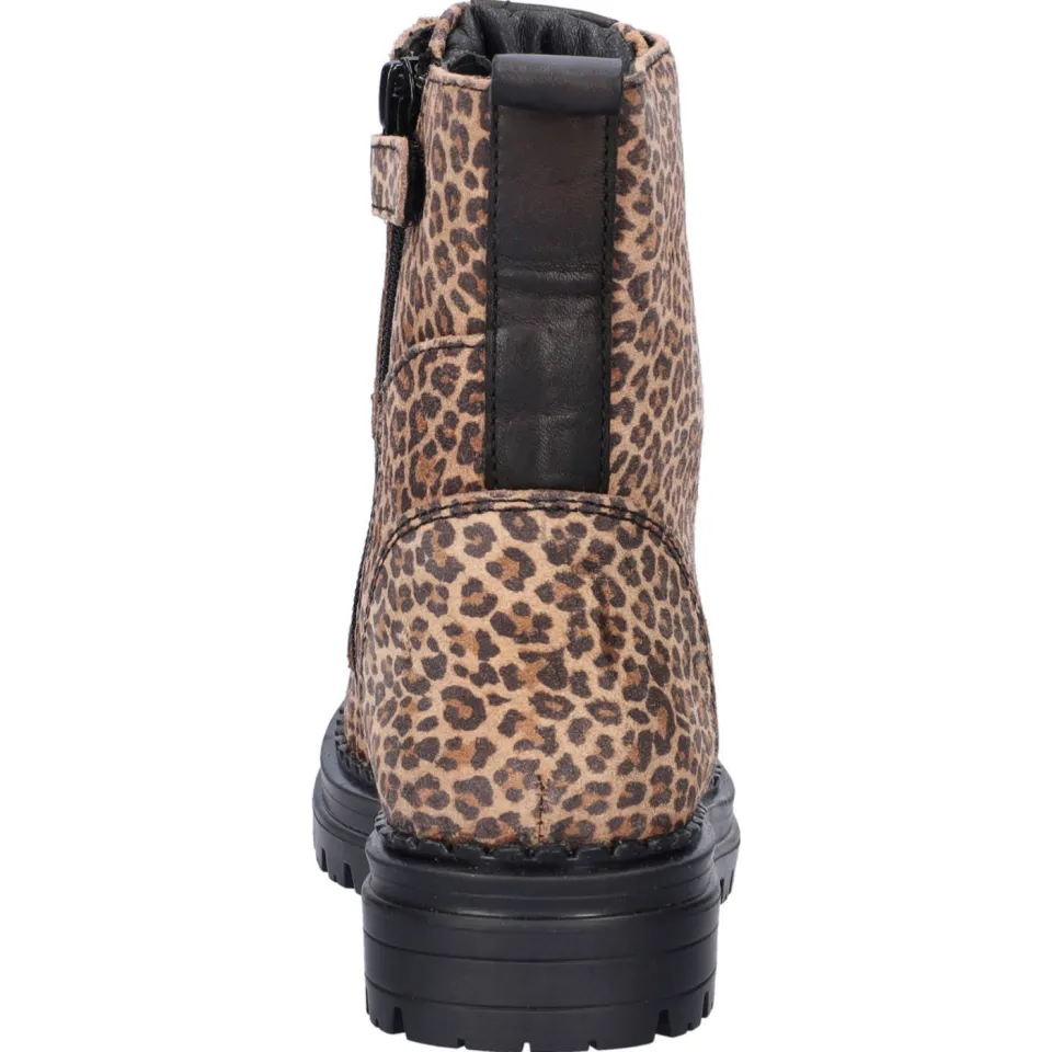 Nelson Kids suède veterboots met panterprint beige/zwart, foto 5