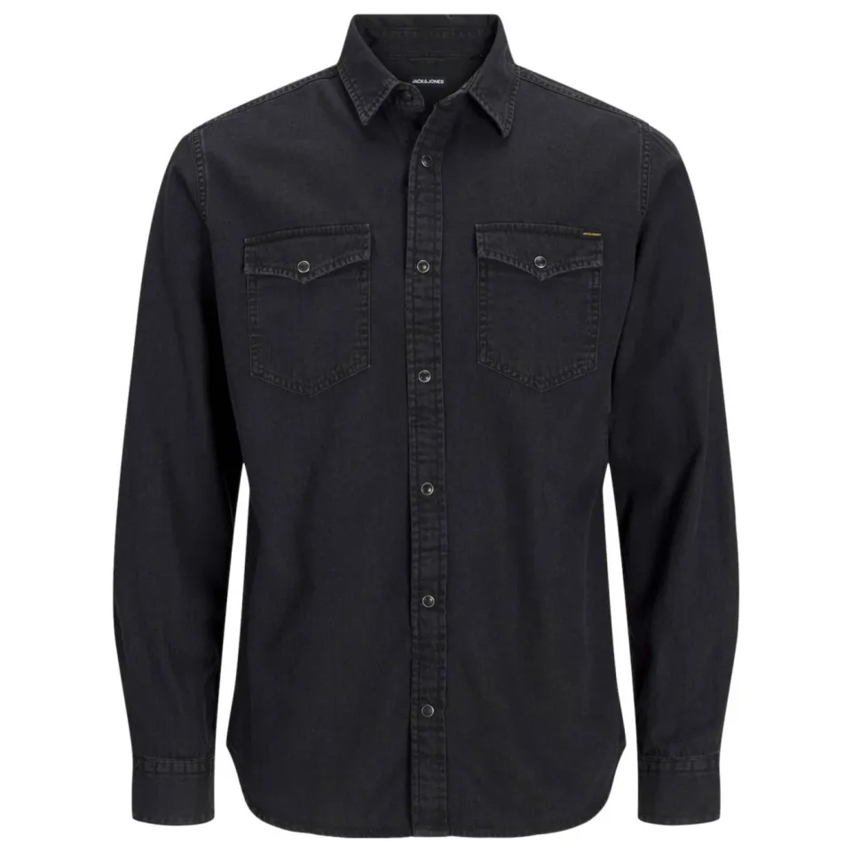 Jack & Jones ESSENTIALS regular casual overhemd black denim, foto 2