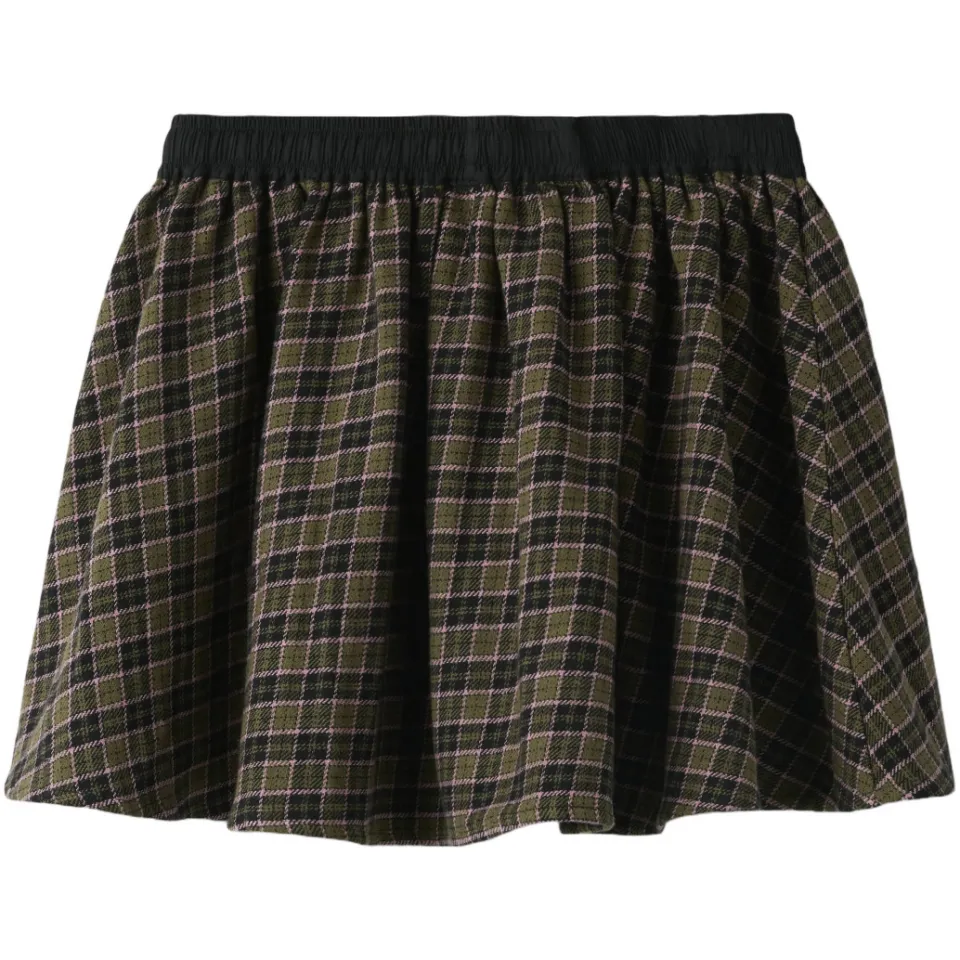 NAME IT geruite rok zwart/groen