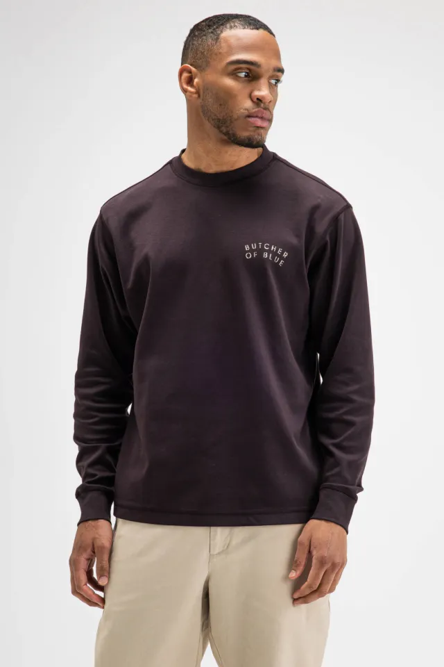 Butcher of Blue relaxed fit longsleeve met backprint en logo - topaz bruin