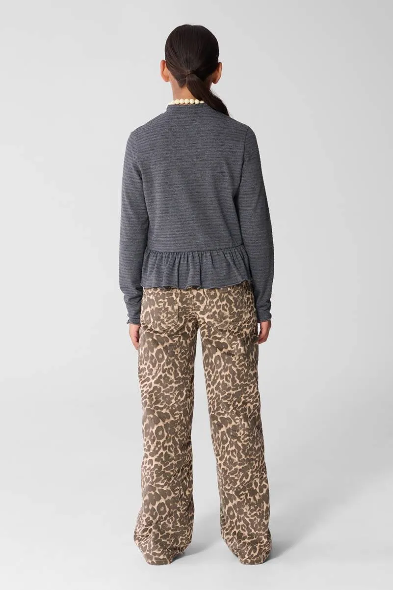 Shoeby wide leg jeans met panterprint - bruin, foto 4