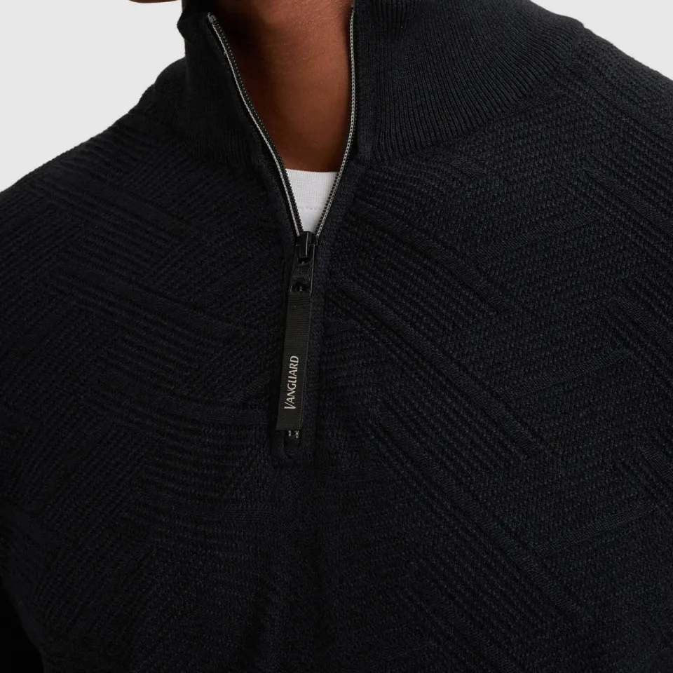 Vanguard katoenen regular fit gebreide trui - donkerblauw, foto 5