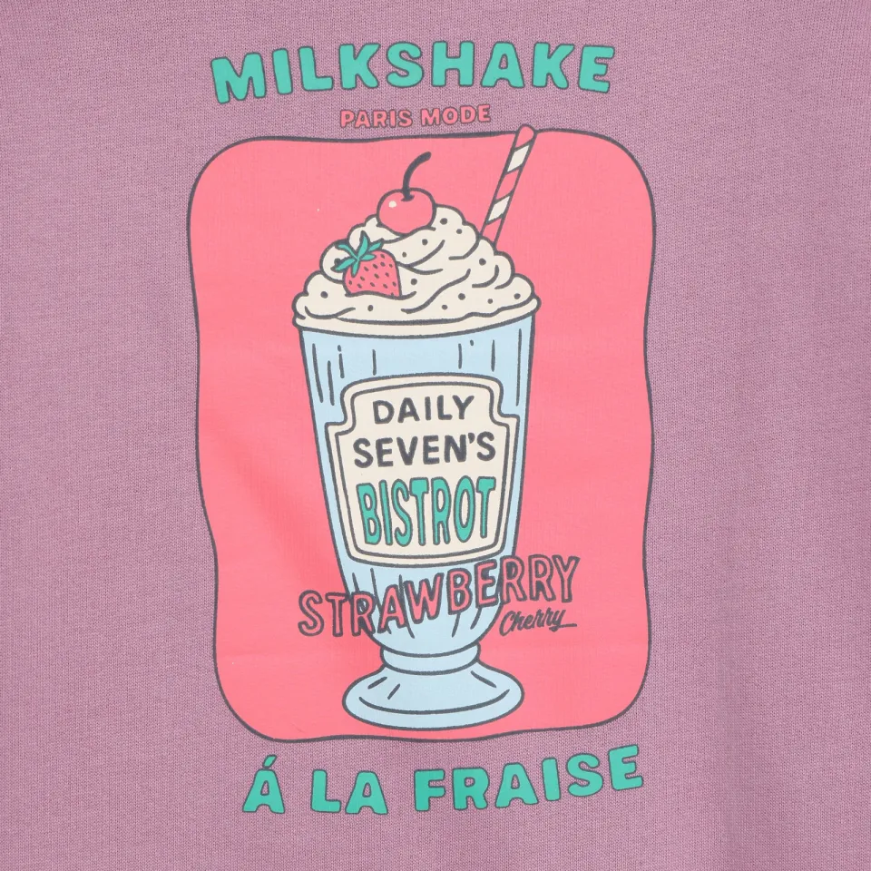 Daily7 korte sweatjurk met backprint paars, foto 6