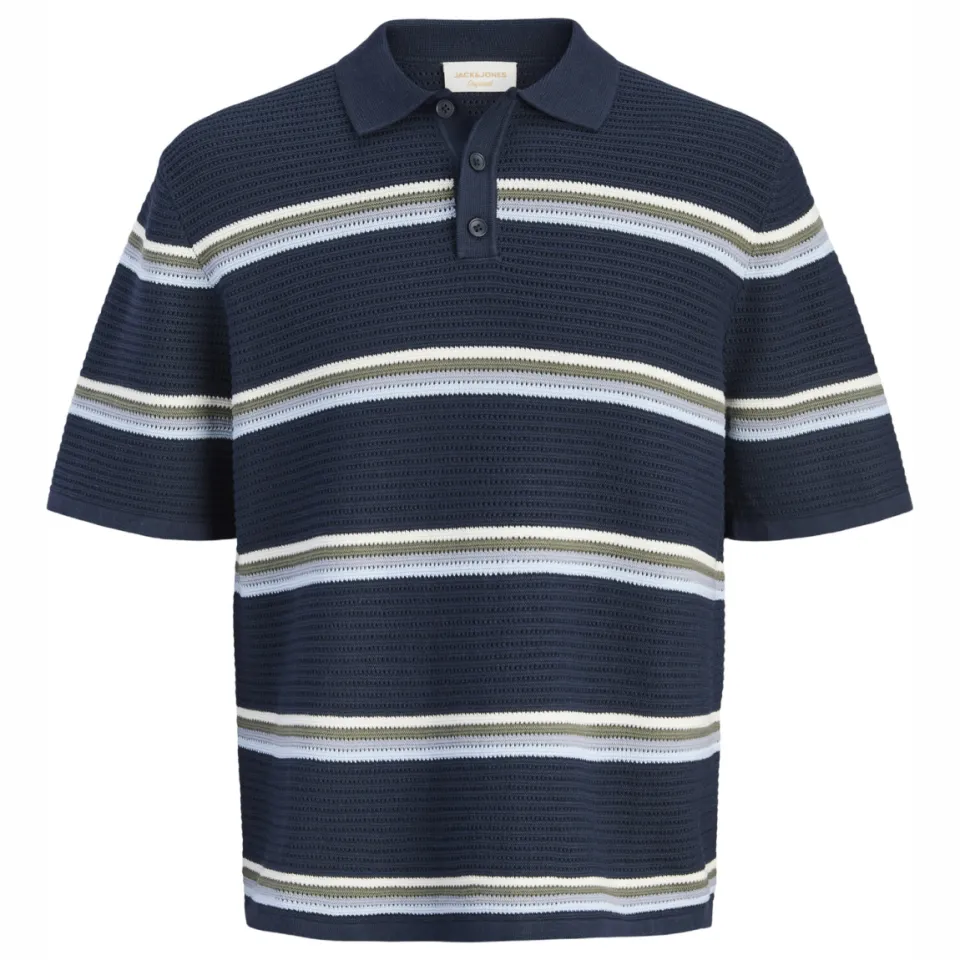 Jack & Jones JUNIOR gestreepte polo donkerblauw gebreid donkerblauw/blauw/groen, foto 2