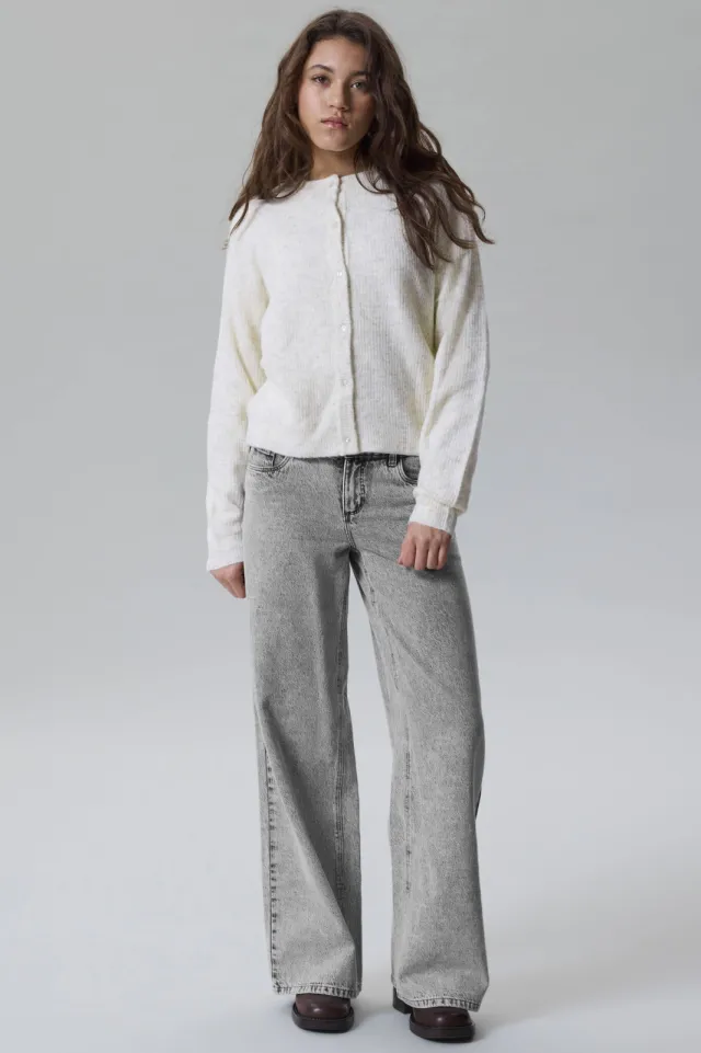 LMTD NLFBIRM wide leg jeans - grijs Light Grey Denim