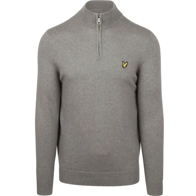 Lyle & Scott Trui Lyle & Scott Lyle Scott Half Zip Pullover Merinowol Grijs