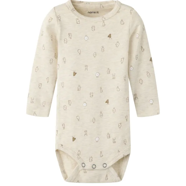 NAME IT BABY katoenen gebreide romper met print - zand