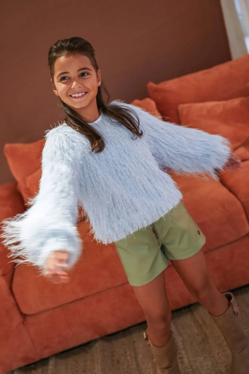 Like Flo blousetop met franjes lichtblauw