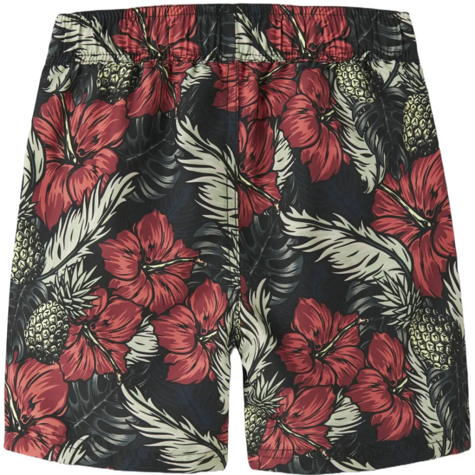 NAME IT KIDS gebloemde zwemshort zwart/rood, foto 2