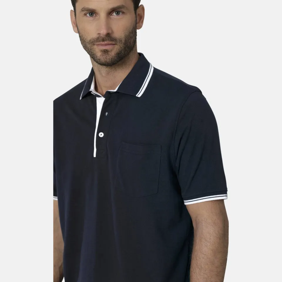 Babista regular fit polo Plus Size met contrast bies - donkerblauw, foto 5