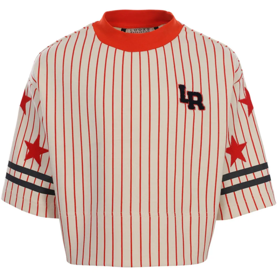 LOOXS 10sixteen gestreept t-shirt ecru/rood, foto 2