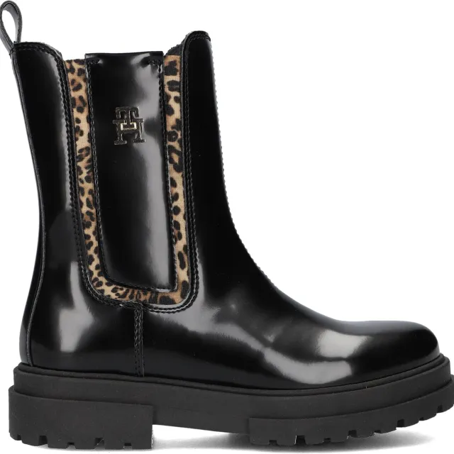 Tommy Hilfiger enkelboots met panterprint zwart, foto 2