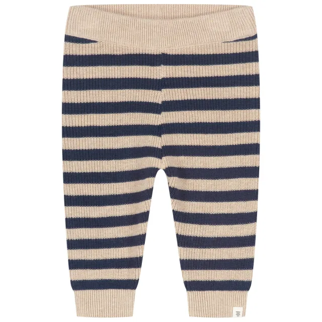 A Tiny Story gestreepte babybroek beige/donkerblauw, foto 2