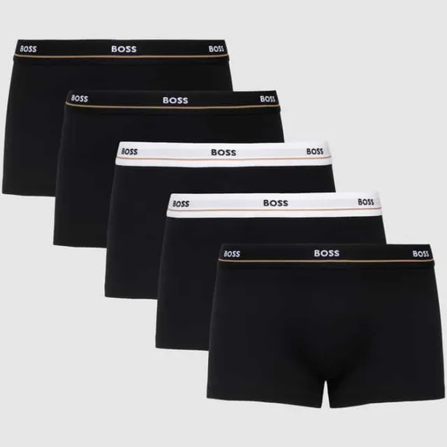 Boss Boxershort met logo in band in een set van 5 stuks zwart