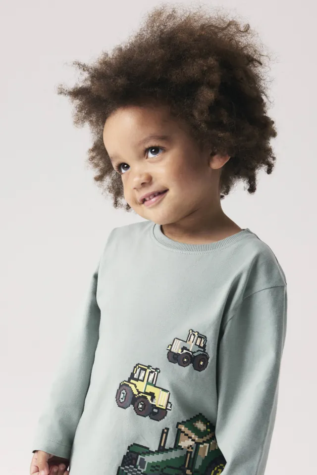 NAME IT MINI longsleeve met print grijsgroen