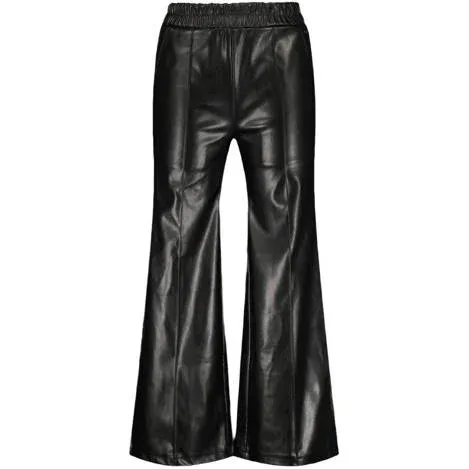 Vingino imitatieleren wide leg casual broek zwart