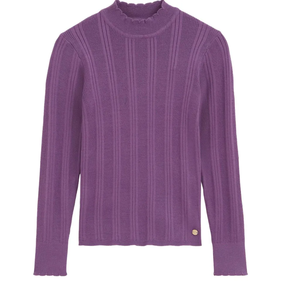 WE Fashion longsleeve met opstaande kraag paars, foto 2