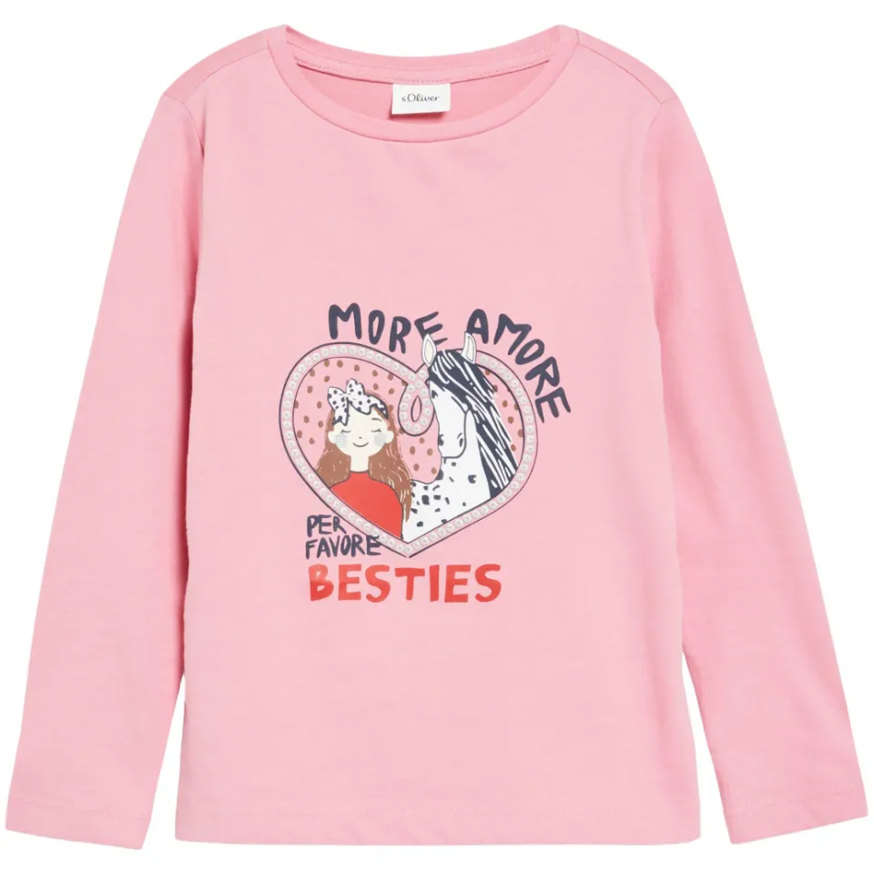 s.Oliver longsleeve met glitterprint roze, foto 2