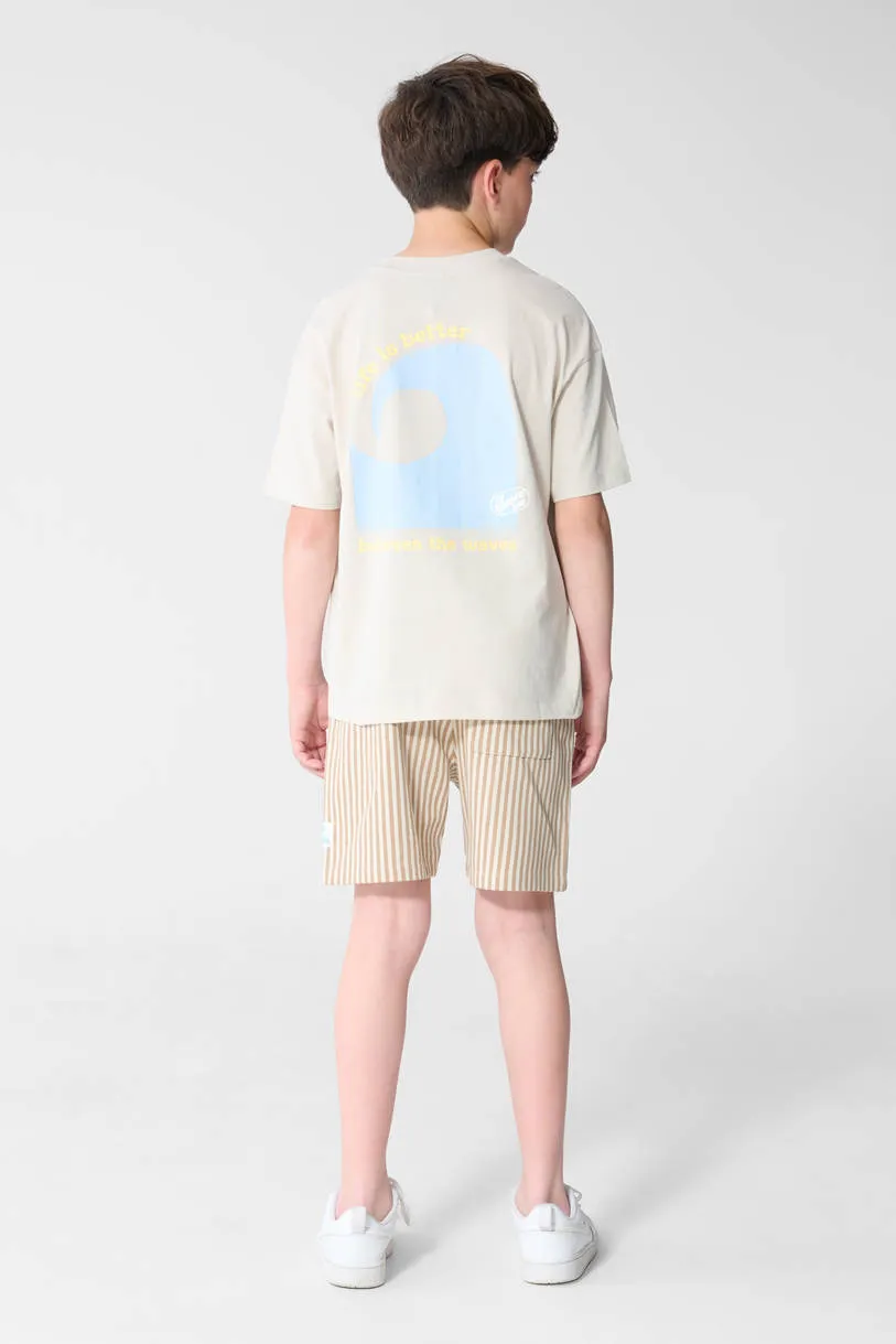 Shoeby gestreepte sweatshort zand, foto 4