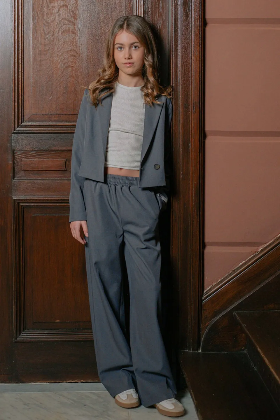 Like Flo Young wide leg casual broek antraciet