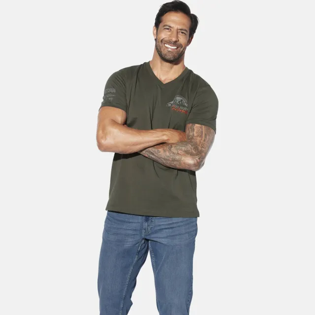 Jan Vanderstorm Jendur T-shirt olijfgroen donkerblauw / donkergroen