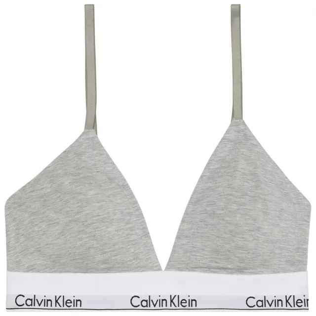 Calvin Klein Triangelbeha met logo in band en spaghettibandjes lichtgrijs