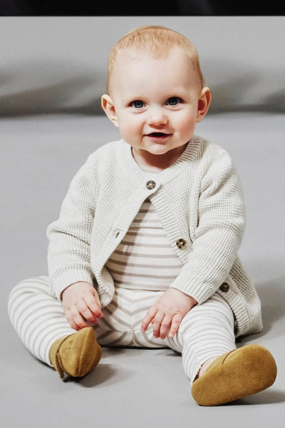 NAME IT BABY gestreepte romper NBNBANI beige/ecru