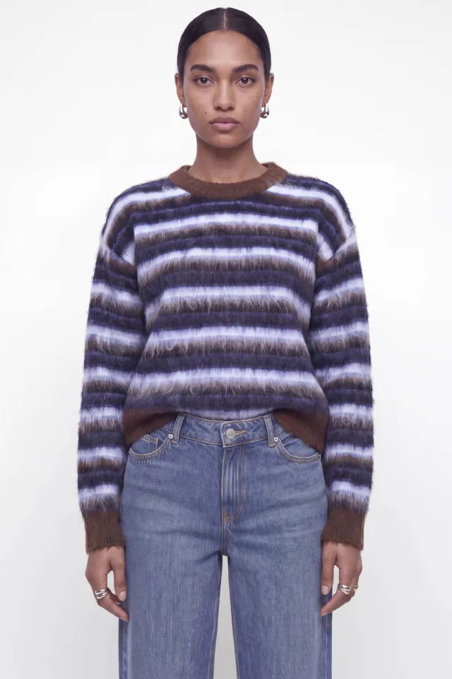 JJXX gestreepte gebreide trui met wol - blauw
