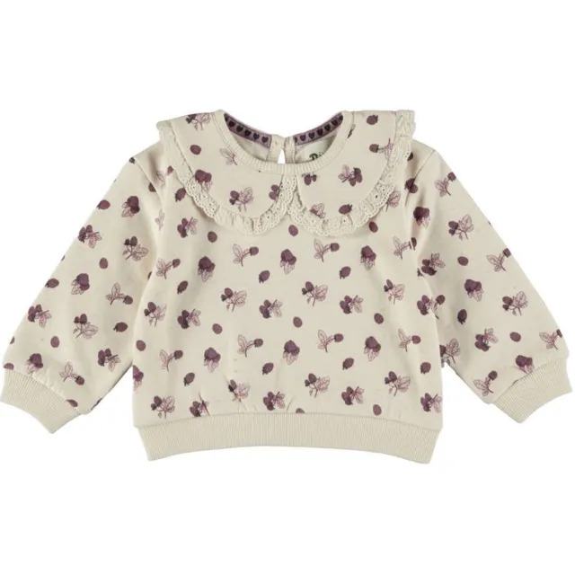 Dirkje oversized sweater met broderie en print - beige
