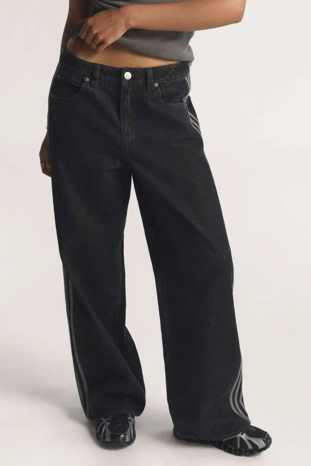 Adidas Originals regular waist loose fit jeans - zwart Black denim