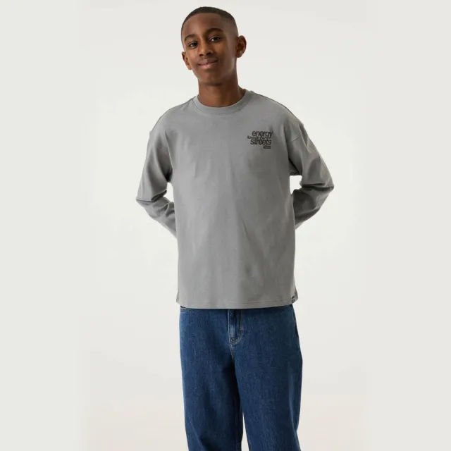 Garcia rechtvallende longsleeve grijs