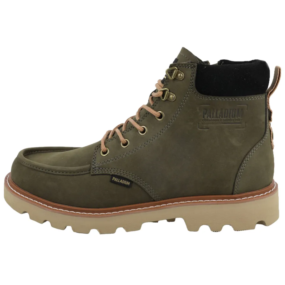Palladium Trooperlite Grit Zip leren veterboots met profielzool - olijfgroen, foto 3