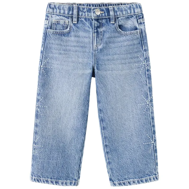 Mango Kids jeans met strass-steentjes - middelblauw blauw