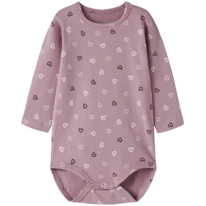 NAME IT BABY katoenen romper met hartjes - roze Meisjes Stretchkatoen Ronde hals
