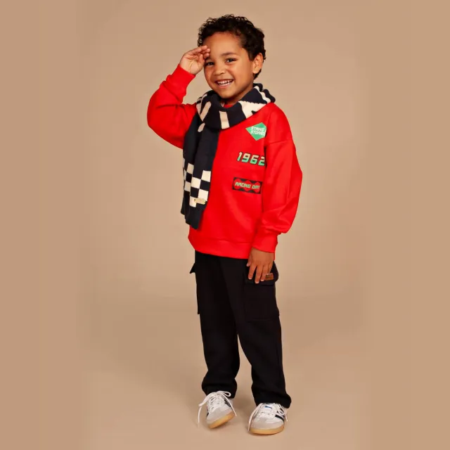 Stains&Stories rechtvallende sweater met print - rood