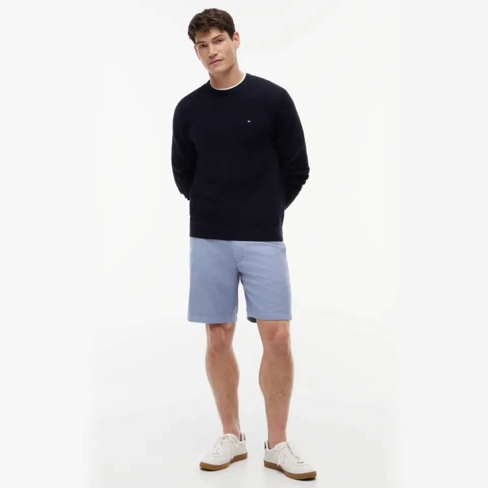 Tommy Hilfiger katoenen regular fit gebreide trui - donkerblauw