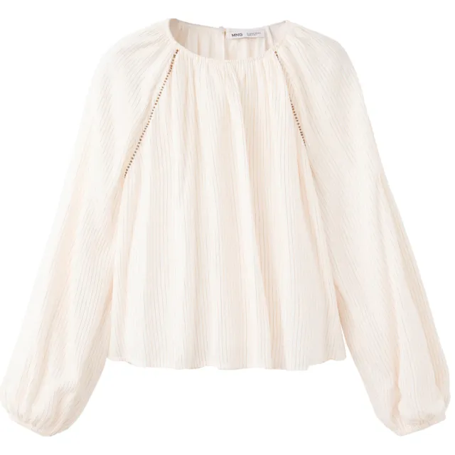 Mango gestreepte blouse met kraaltjes wit, foto 2