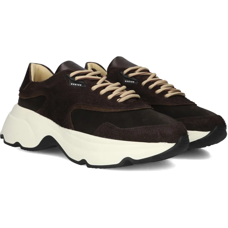 Nubikk Ross Zay chunky leren sneakers donkerbruin bruin, foto 3