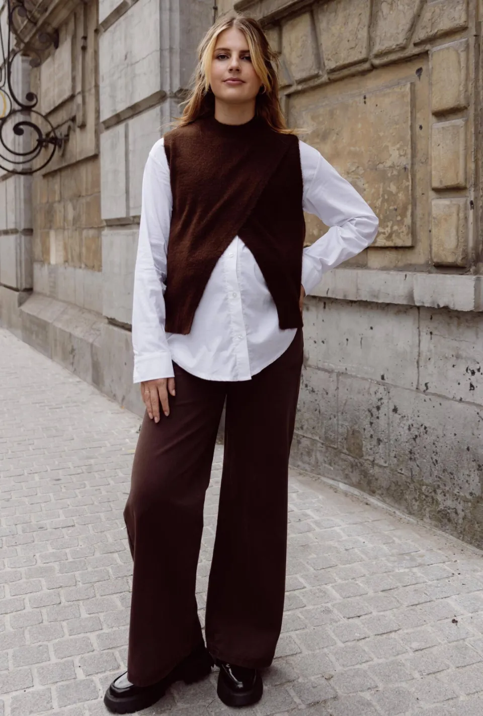 LOVE2WAIT Jill zwangerschaps wide leg jeans - donkerbruin