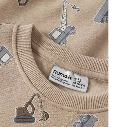 NAME IT MINI rechtvallende sweater met print - beige All over print, foto 3